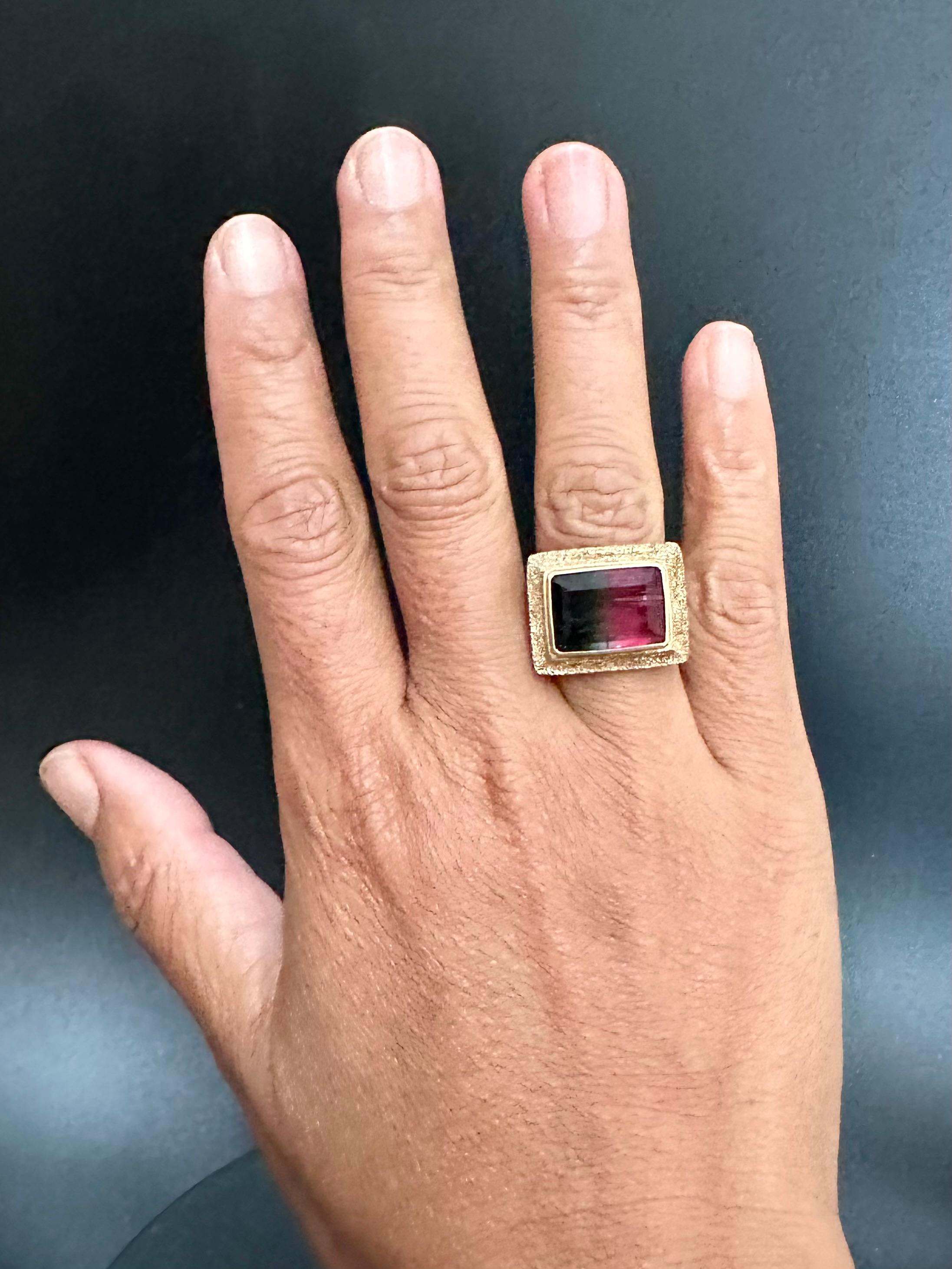 Steven Battelle, bague en or 18 carats, tourmaline melon d'eau 9,0 carats en vente 8