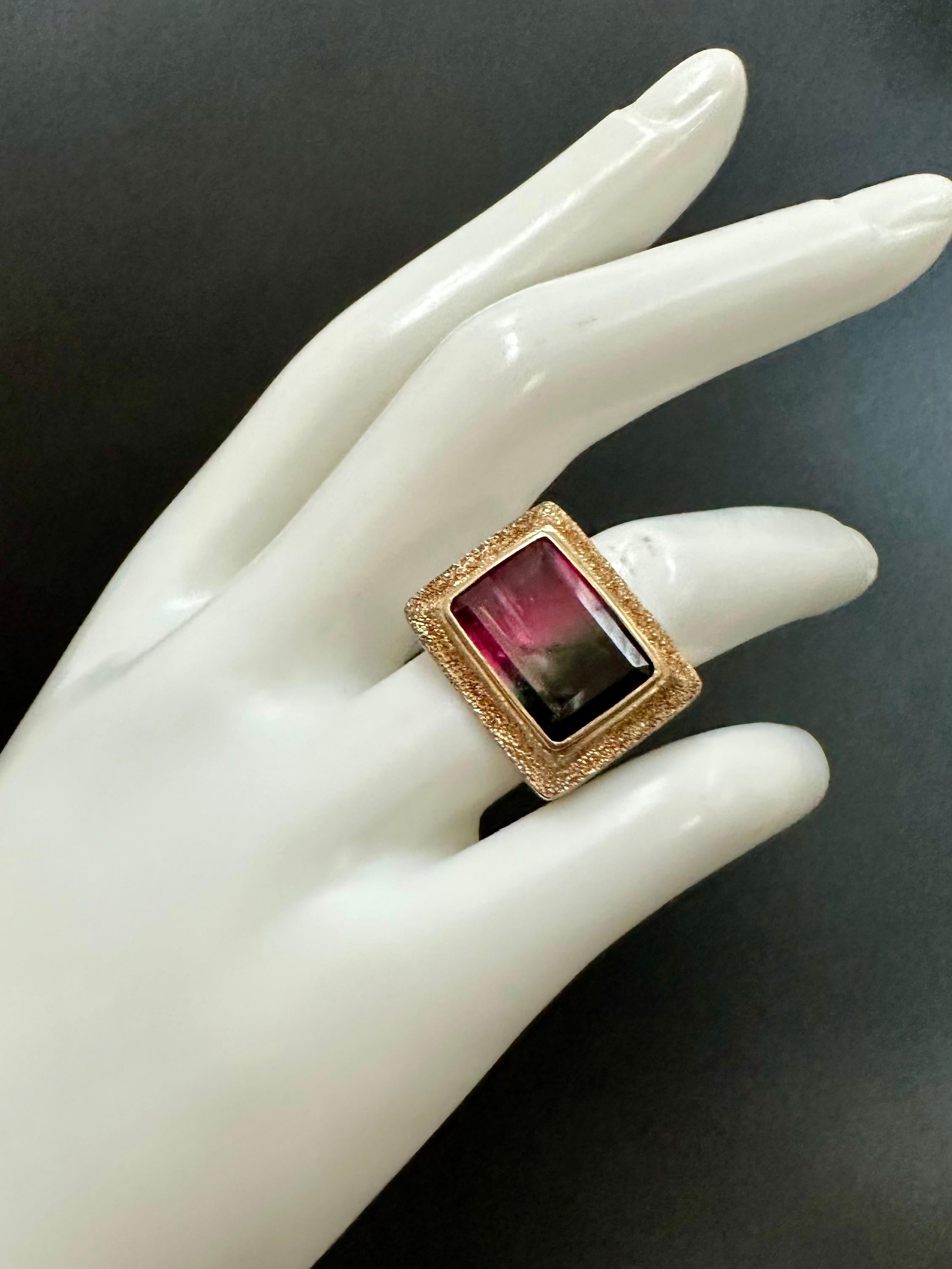 Steven Battelle, bague en or 18 carats, tourmaline melon d'eau 9,0 carats en vente 9