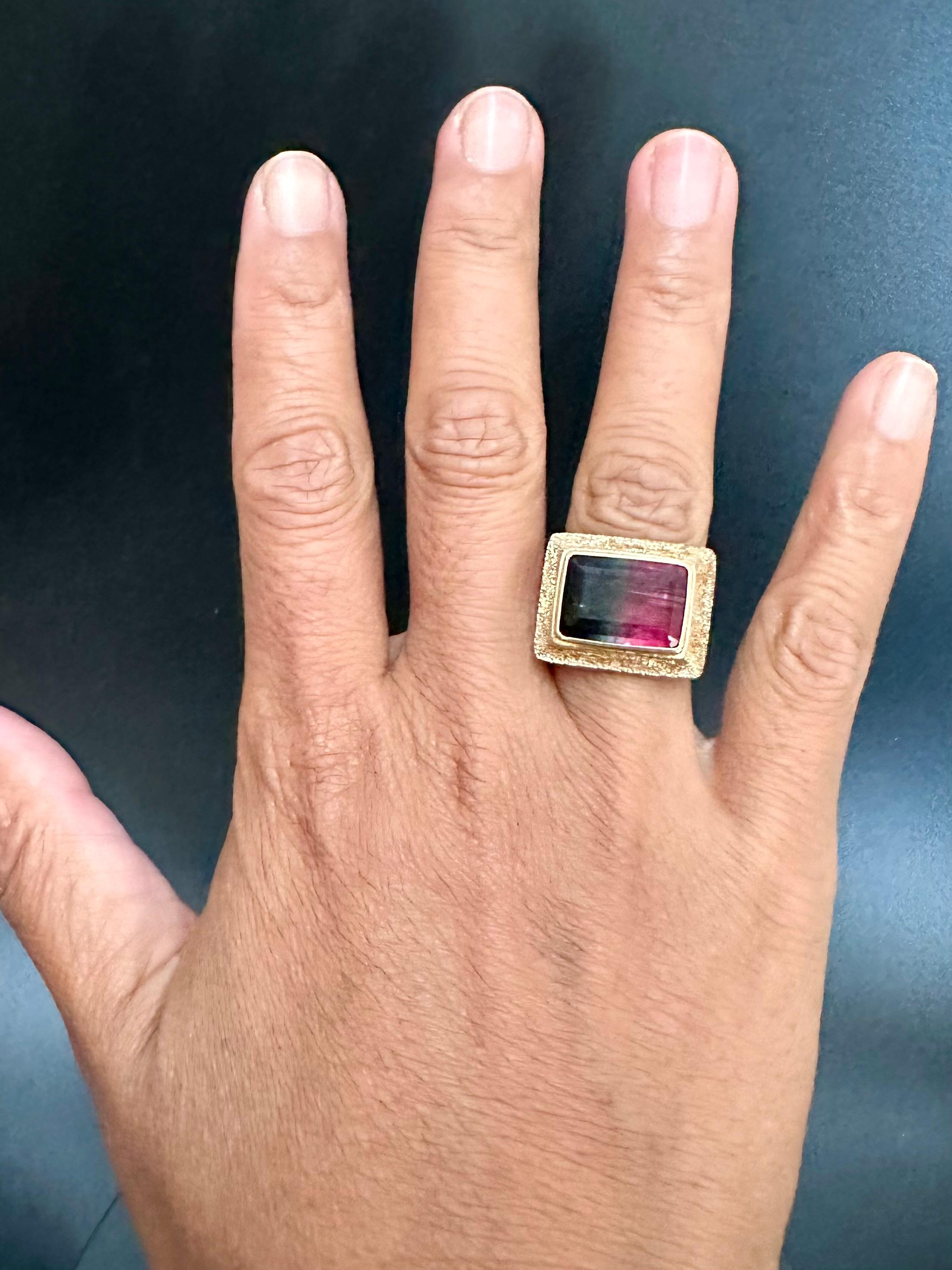 Steven Battelle, bague en or 18 carats, tourmaline melon d'eau 9,0 carats en vente 11