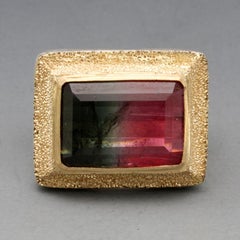 Steven Battelle 9.0 Carats Watermelon Tourmaline Sterling 18K Gold Ring