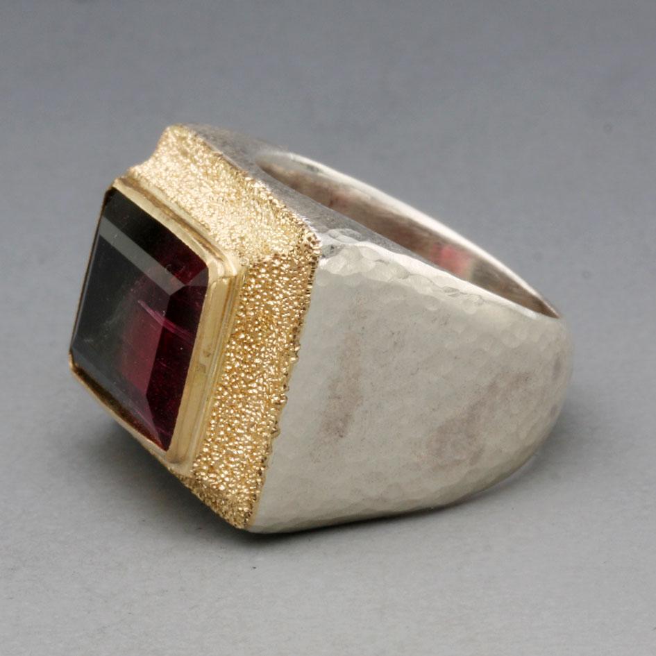 Contemporain Steven Battelle, bague en or 18 carats, tourmaline melon d'eau 9,0 carats en vente