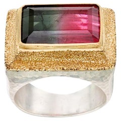 Steven Battelle 9,0 Karat Watermelon-Turmalin Sterling 18K Goldring