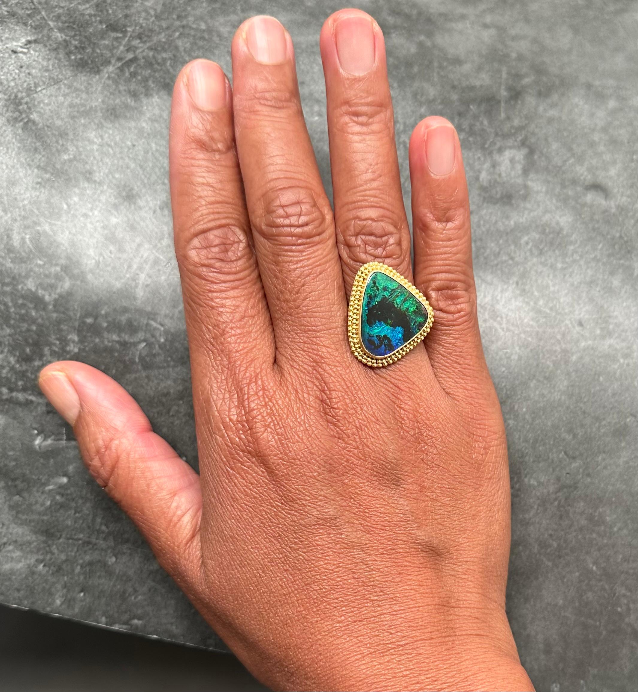 Steven Battelle 9,1 Karat australischer Boulder-Opal 18K Gold Ring 5