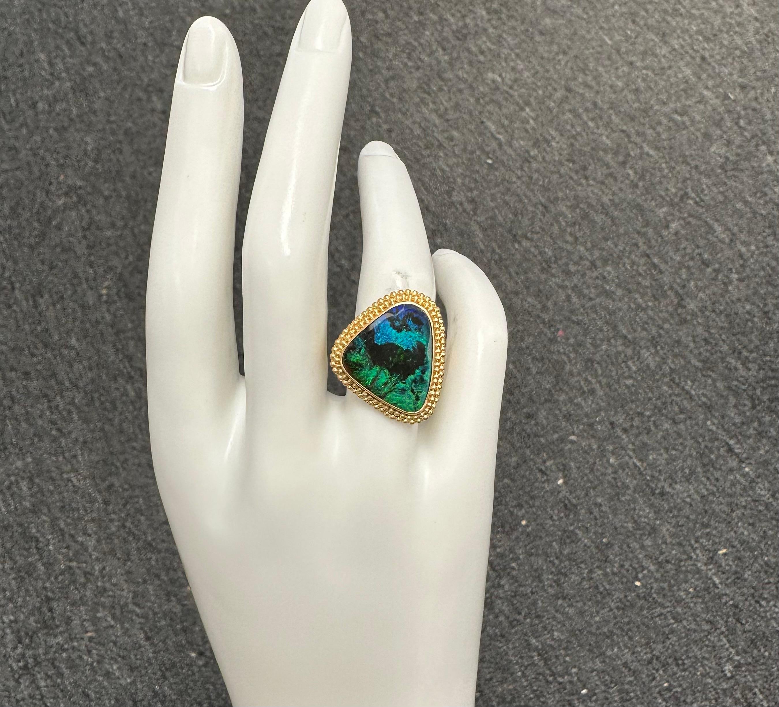 Steven Battelle 9,1 Karat australischer Boulder-Opal 18K Gold Ring 8