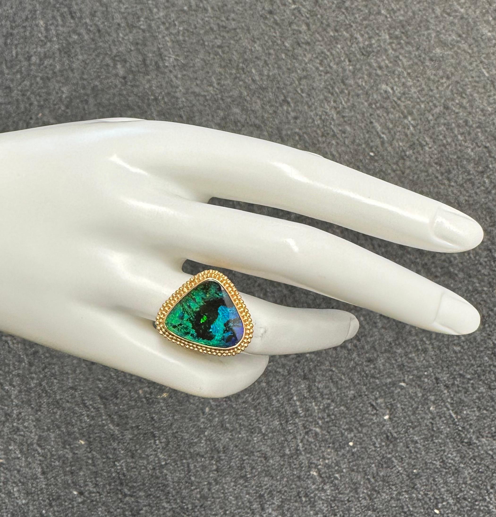 Steven Battelle 9,1 Karat australischer Boulder-Opal 18K Gold Ring im Zustand „Neu“ in Soquel, CA