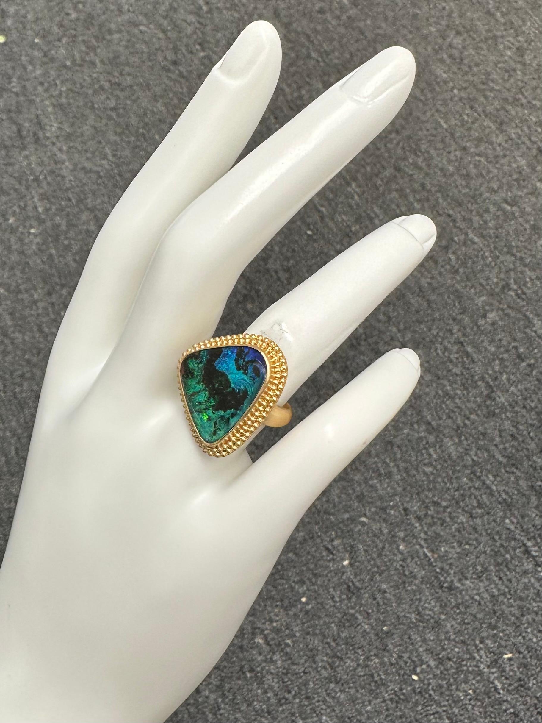 Steven Battelle 9,1 Karat australischer Boulder-Opal 18K Gold Ring für Damen oder Herren