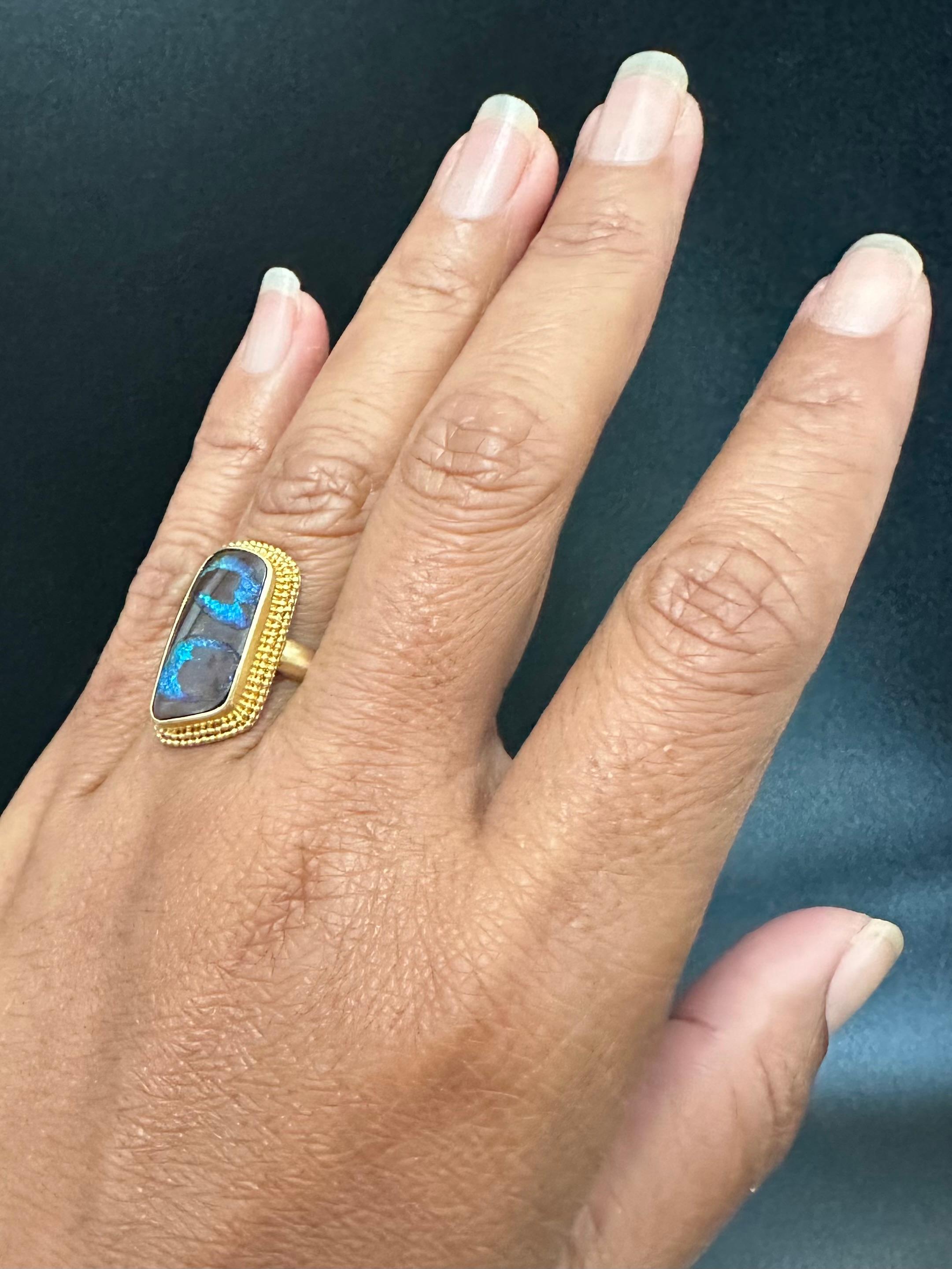 da uomo o donna Steven Battelle 9,2 carati di Opale Boulder Australiano Anello in oro 18 carati in vendita