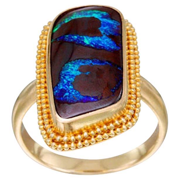 Steven Battelle 9.2 Carats Australian Boulder Opal 18K Gold Ring 