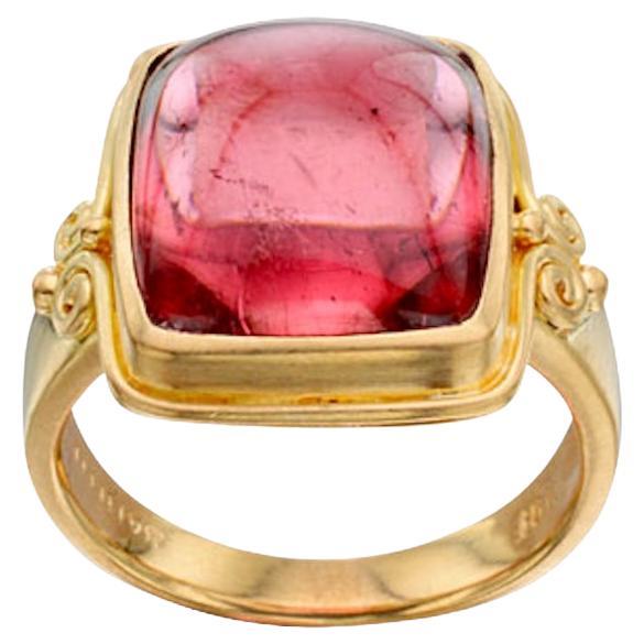 Steven Battelle 9,2 Karat Cabochon Rosa Turmalin 18K Gold Ring