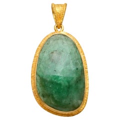 Steven Battelle 9.5 Carats Brazilian Emerald 18K Gold Pendant 