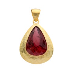 Steven Battelle Pendentif en or 18 carats avec tourmaline rose facettée rose de 9,5 carats