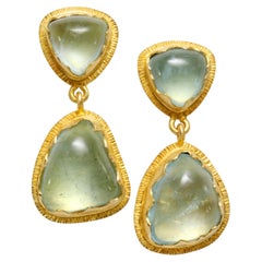 Steven Battelle 9.6 Carats Aquamarine 18K Gold Post Earrings 