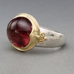 Steven Battelle 9.6 Carats Pink Tourmaline 18K Gold/ Silver Ring