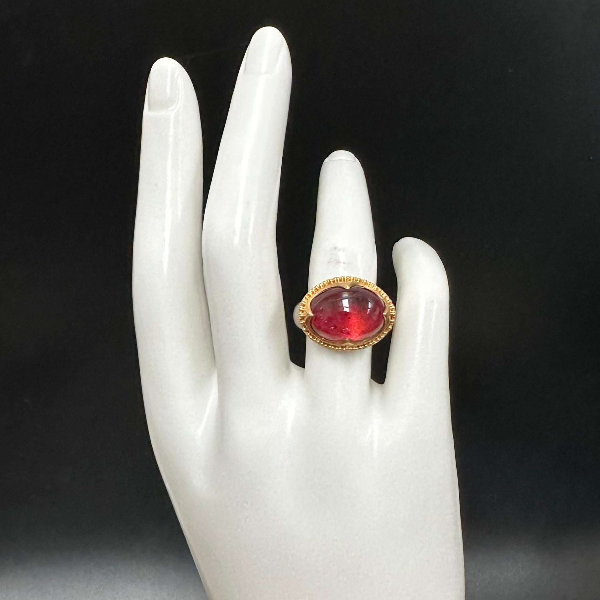 Steven Battelle Anello con tormalina rosa da 9,8 carati in oro e argento 22 carati A. Silver in vendita 10
