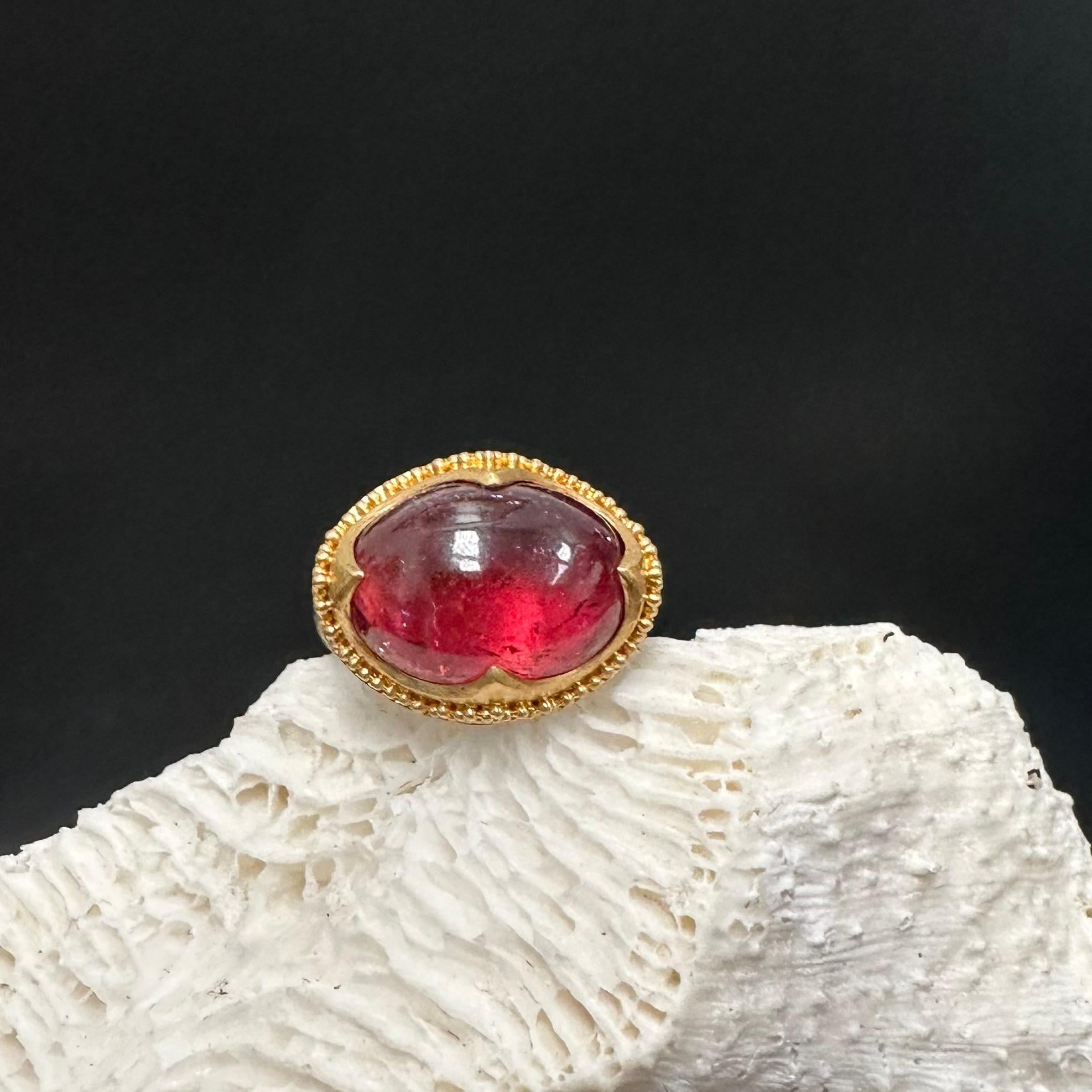 da uomo o donna Steven Battelle Anello con tormalina rosa da 9,8 carati in oro e argento 22 carati A. Silver in vendita