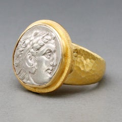 Ancient Greek 4th Century BC Alexander the Great Coin 18k Gold Ring