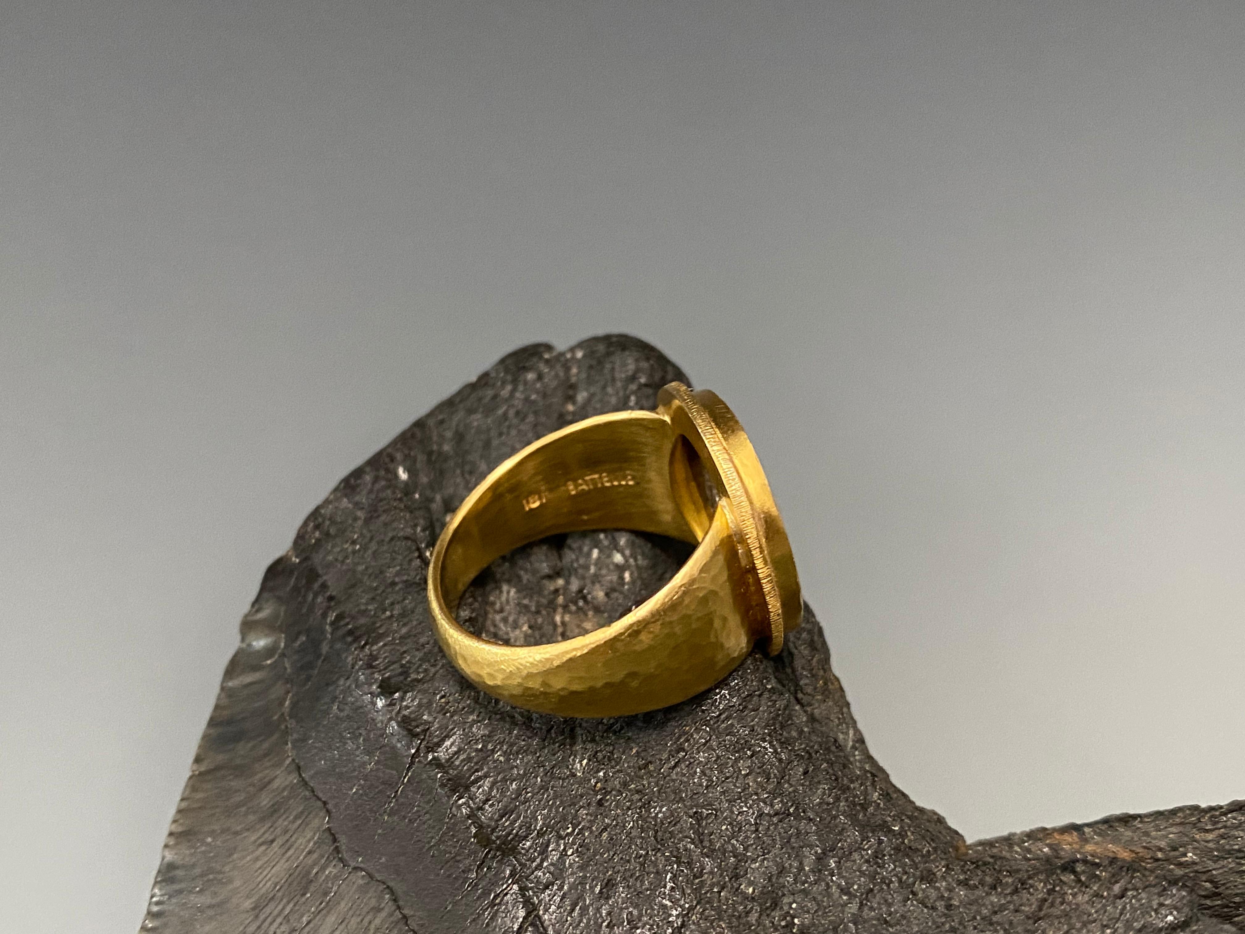 Ancient Greek 4th Century BC Alexander the Great Coin 18k Gold Ring In New Condition In Soquel, CA