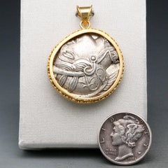 Steven Battelle Ancient Greek Coin Owl Athena Diamond Pendant 18K Gold