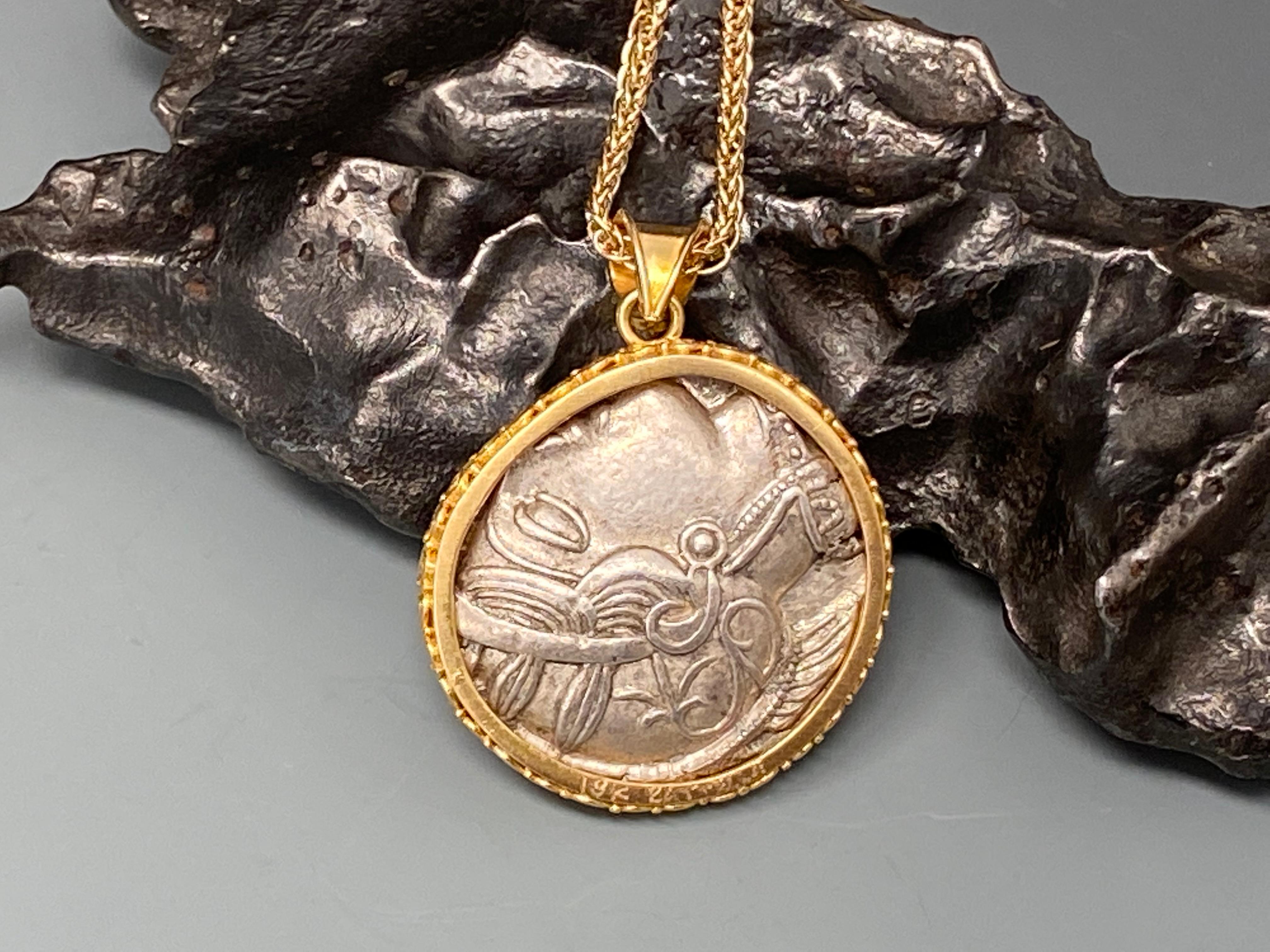 Steven Battelle Ancient Greek Coin Owl Athena Diamond Pendant 18K Gold 1