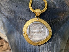 Steven Battelle Ancient Greek Eagle Coin Diamonds Pendant 22k Gold