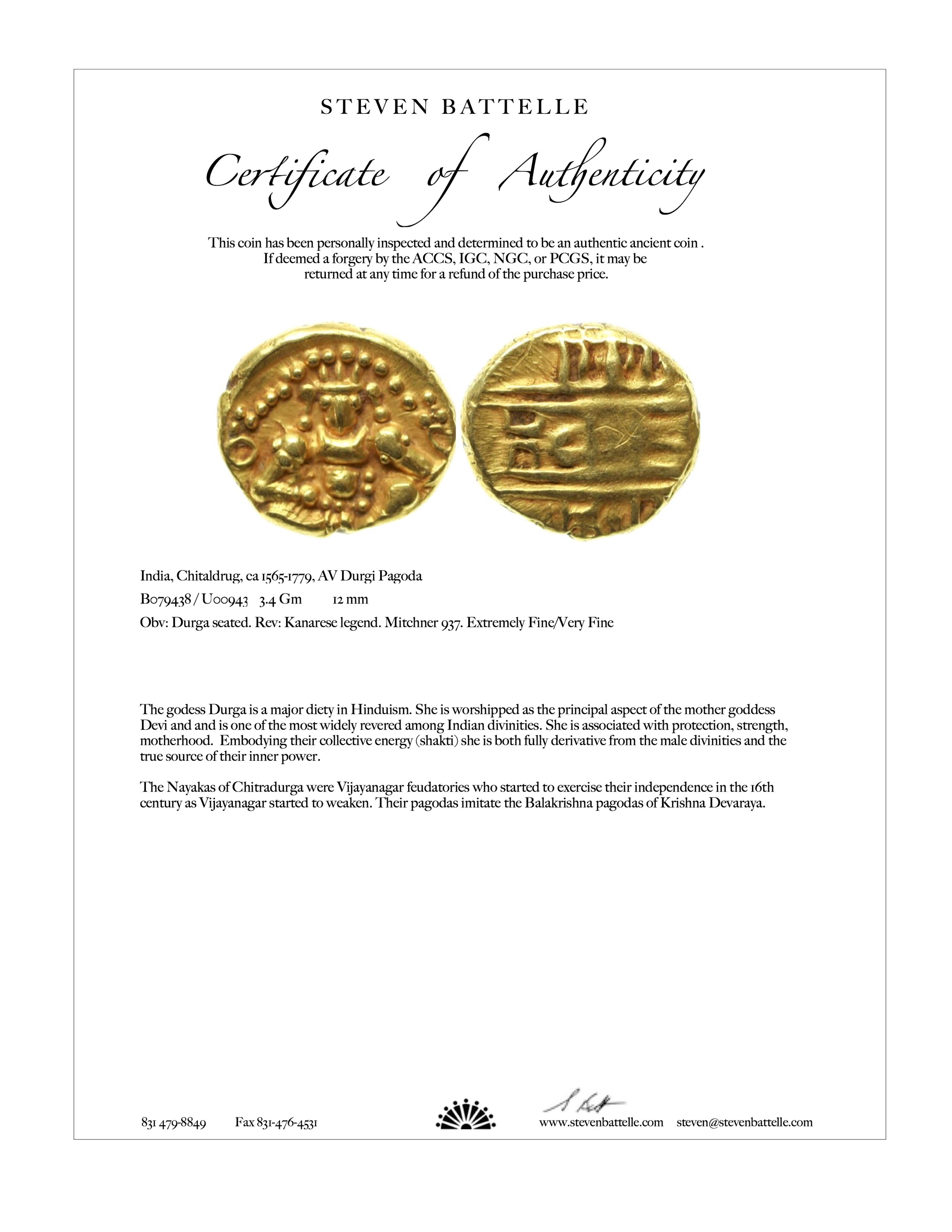 Women's or Men's Ancient Indian 1500's Coin Diamond Pendant 22K Gold