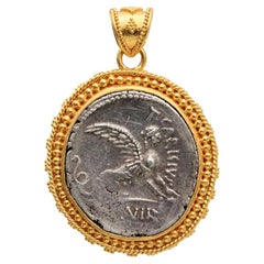 Steven Battelle Ancient Roman Sphinx Coin Granulated Pendant 22k Gold