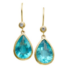 Steven Battelle Apatite Diamond Drop Earring 18k Gold