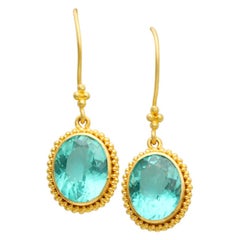 Steven Battelle Apatite Drop Earrings 22k Gold