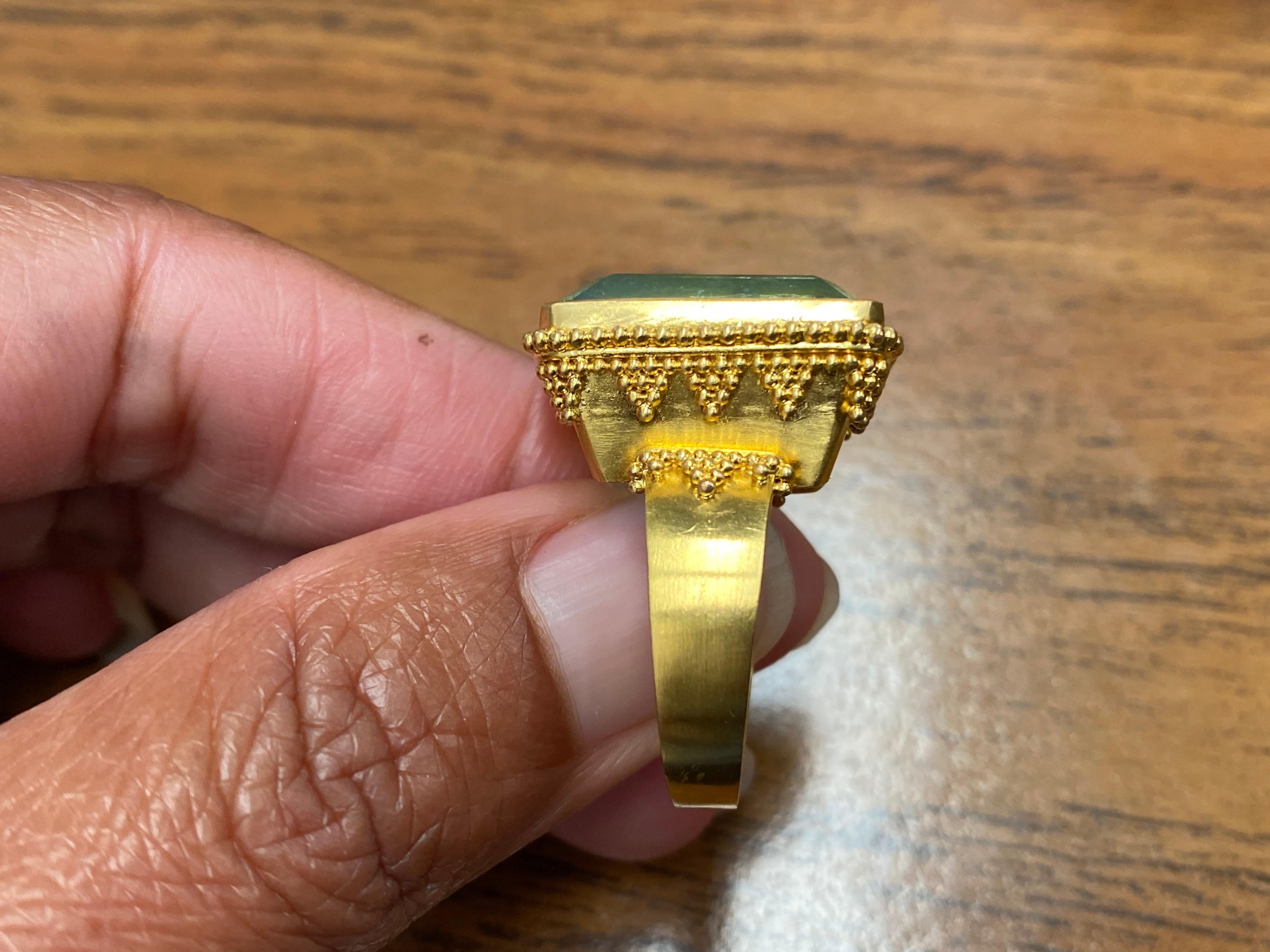 Steven Battelle Aquamarin-Cocktailring, 22K Gold, Größe 7 2