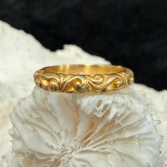 Steven Battelle Baroque Carved 18K Gold Classic Ring