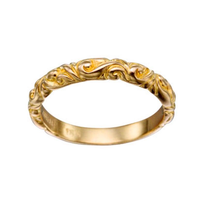 Steven Battelle Baroque Carved 18K Gold Classic Ring In New Condition For Sale In Soquel, CA