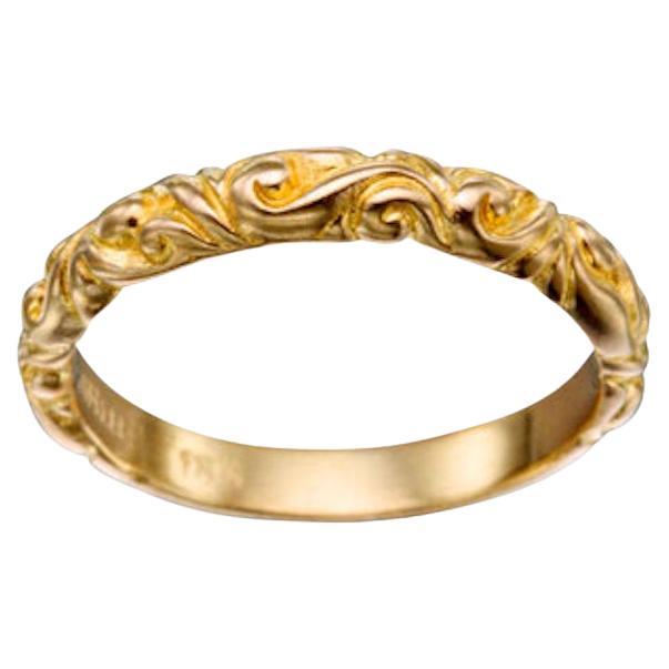 Steven Battelle Baroque Carved 18K Gold Classic Ring For Sale