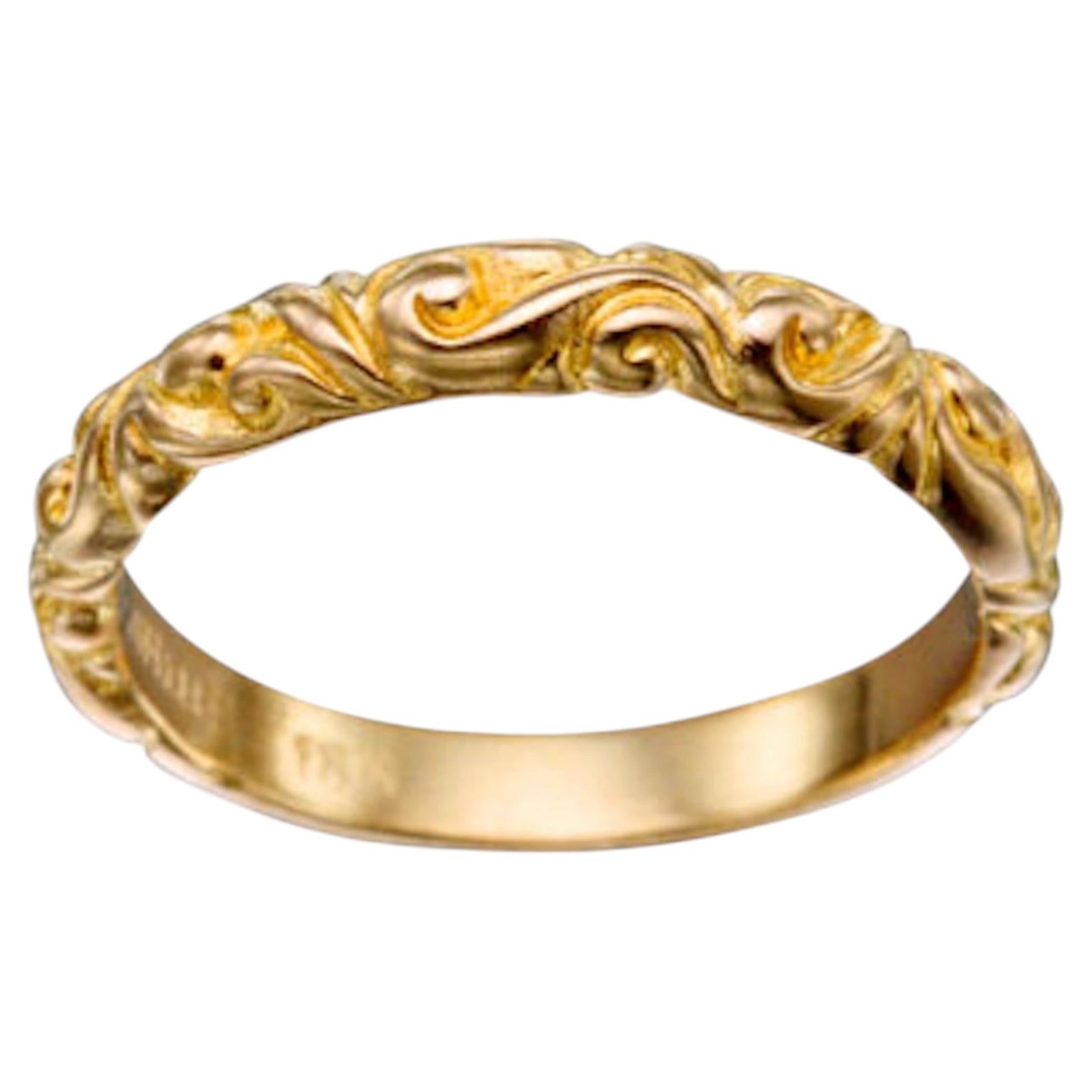 Steven Battelle Bague classique en or 18 carats sculptée en style baroque