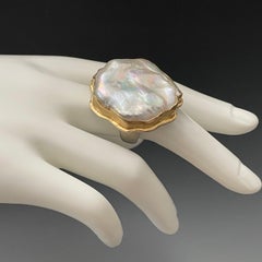 Steven Battelle Baroque Pearl Silver/18K Gold Ring