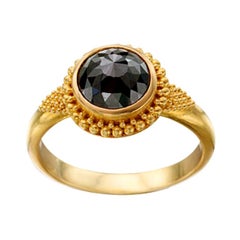 Steven Battelle 1.8 Carat Black Diamond Ring 22k Gold
