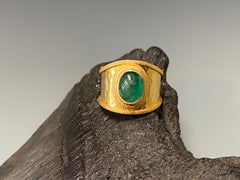 Steven Battelle Cabochon Emerald Ring 18k Gold