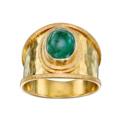 Steven Battelle Cabochon Emerald Ring 18k Gold