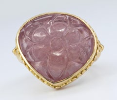 Steven Battelle Carved Ruby, 18K Yellow Gold Ring