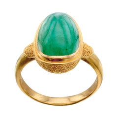 Steven Battelle 6.5 Carat Cabochon Emerald Ring 22k Gold