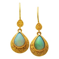 Steven Battelle Ethiopian Opal Drop Earrings 22k Gold