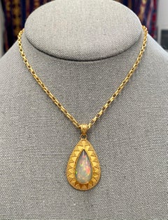 Steven Battelle Ethiopian Opal Granulated 22k Gold Pendant