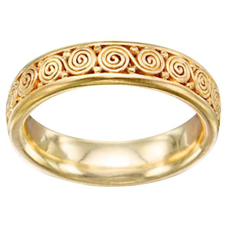 Alianza de boda de oro de 18 quilates Steven Battelle hecha a mano Eternity en venta