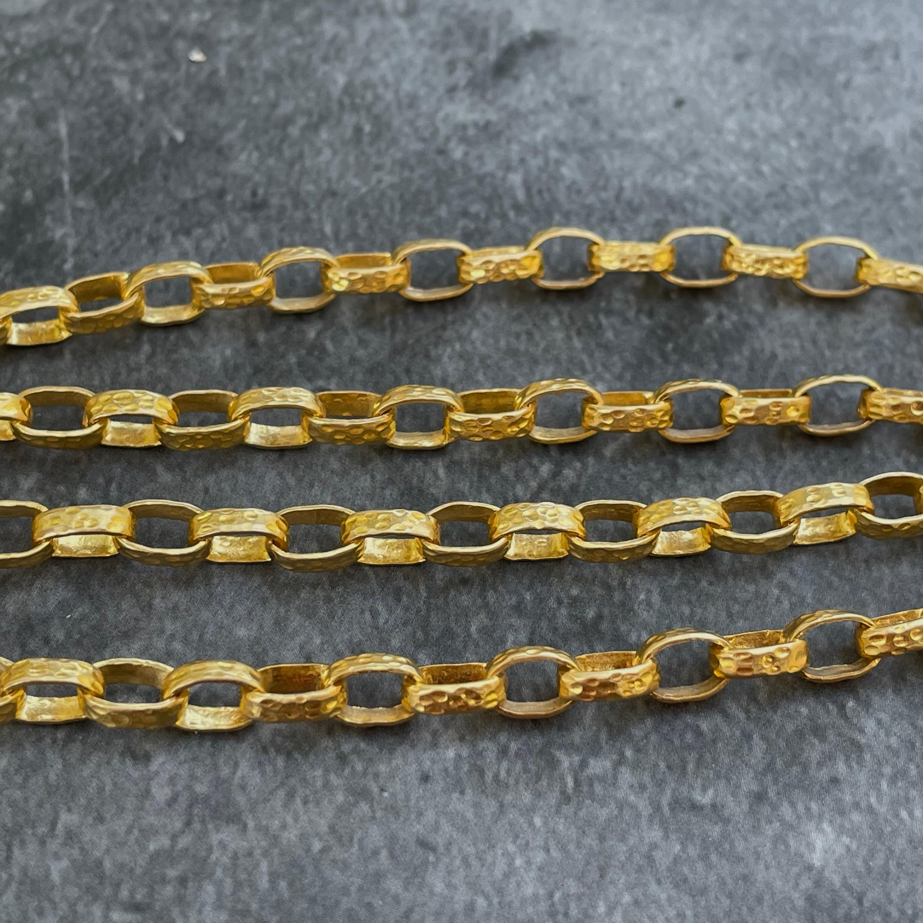 Steven Battelle Handmade Hammered Heavy 18K 22 Inch Gold Chain In New Condition For Sale In Soquel, CA