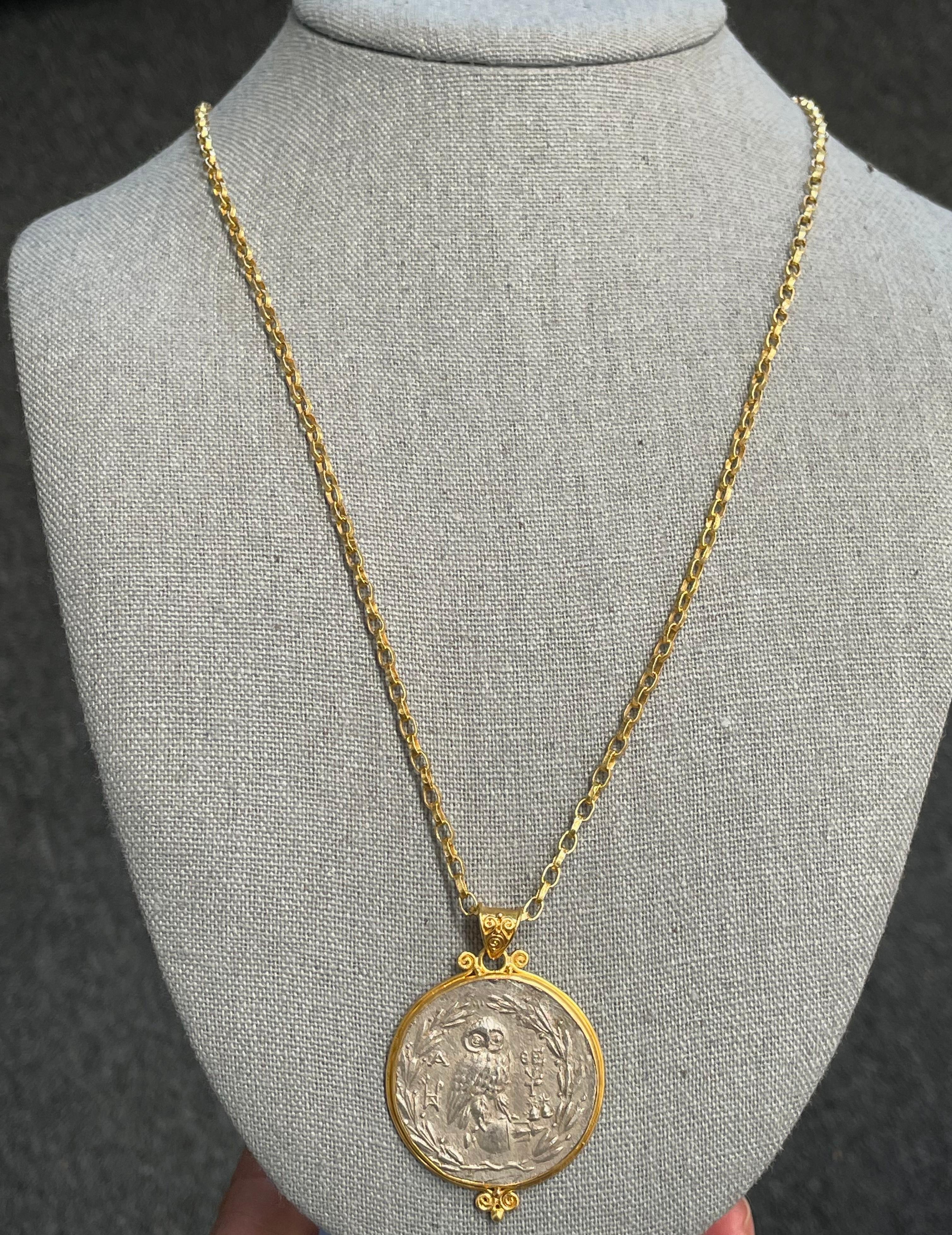 Steven Battelle Handmade Hammered Mid-Weight Chain 18K Gold 18 Inch For Sale 2