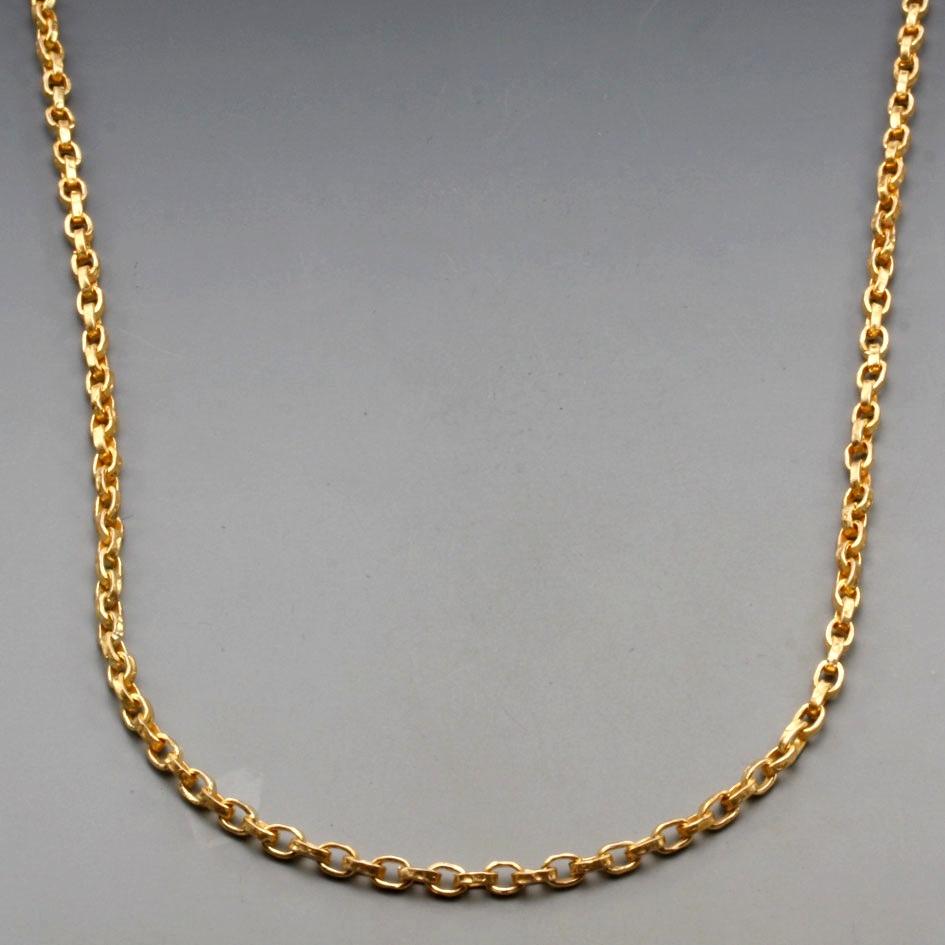 Steven Battelle Handmade Hammered Mid-Weight Chain 18K Gold 22 Inch en venta 5