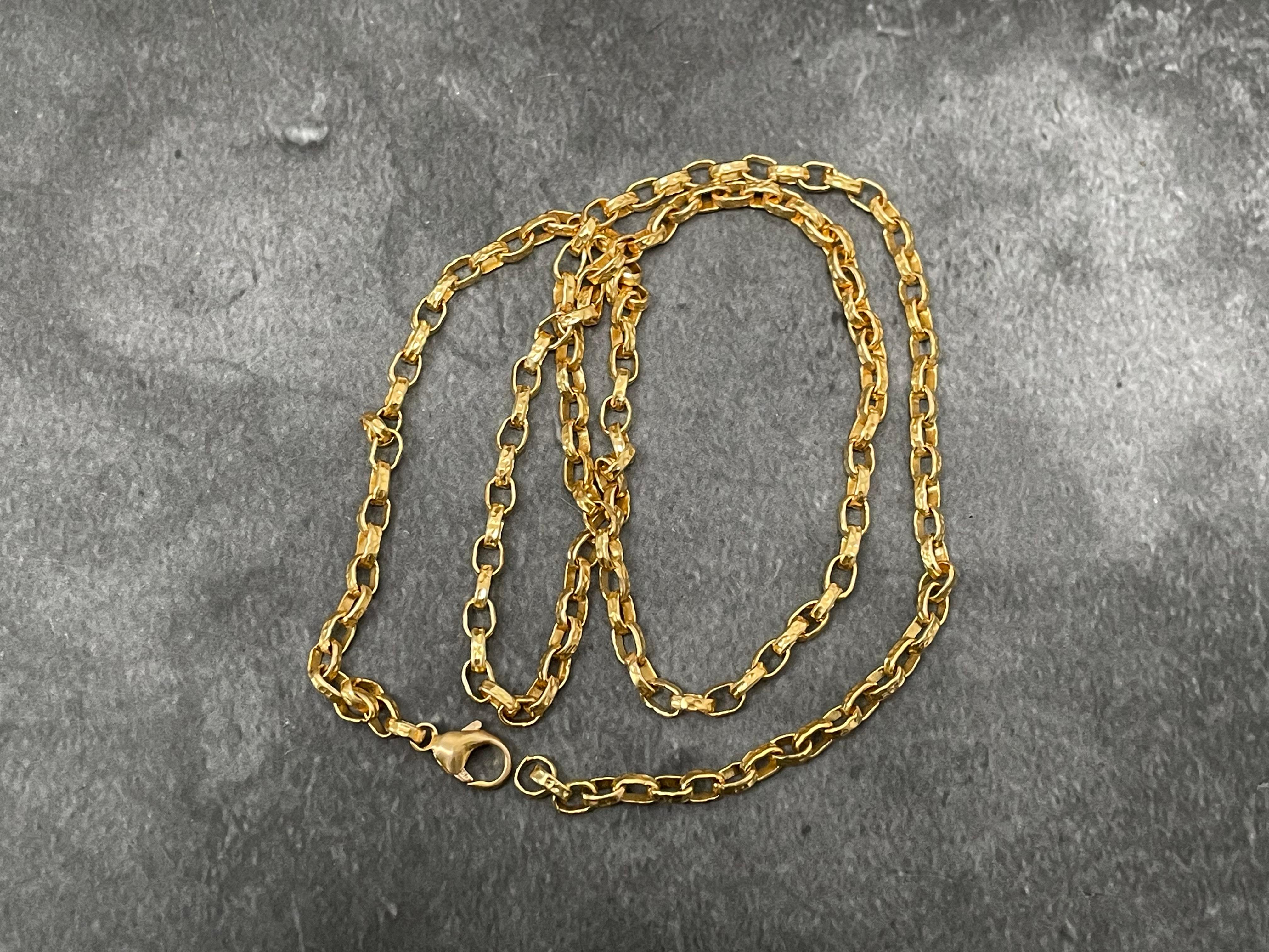 A unique handmade hammered organically textured chain with matt-finish provides a beautiful way to display your treasured pendants.  1.5 mm width.  Also available in 18 and 20 inch. If you want one of those lengths, please message. Note* there are