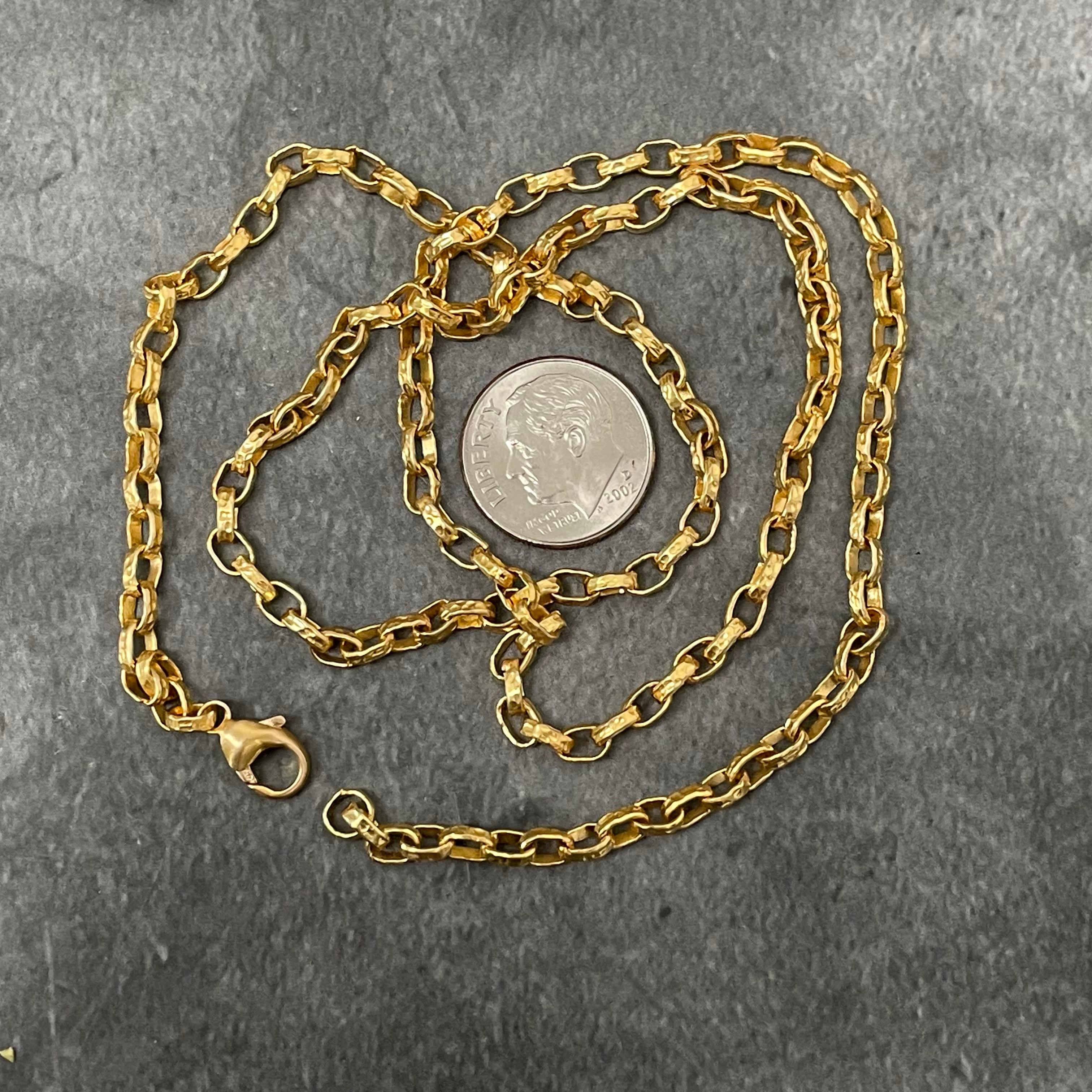 Steven Battelle Handmade 22 Inch Hammered Mid/Heavy Weight Chain 18K Gold In New Condition In Soquel, CA