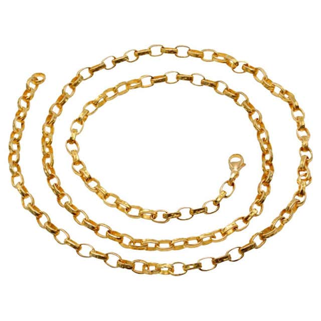 Steven Battelle Handmade Hammered Heavy 18K 22 Inch Gold Chain For Sale ...