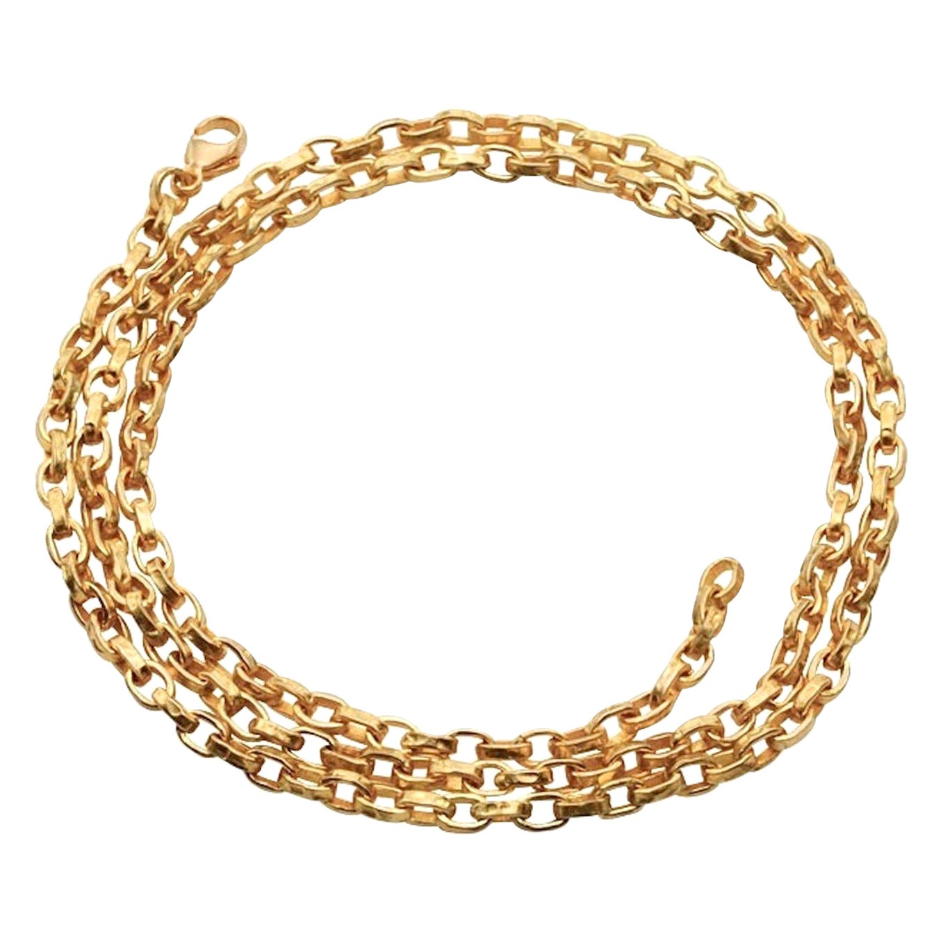 Steven Battelle Handgefertigte gehämmerte Mid-Weight-Kette 18K Gold 24 Zoll handgefertigt im Angebot