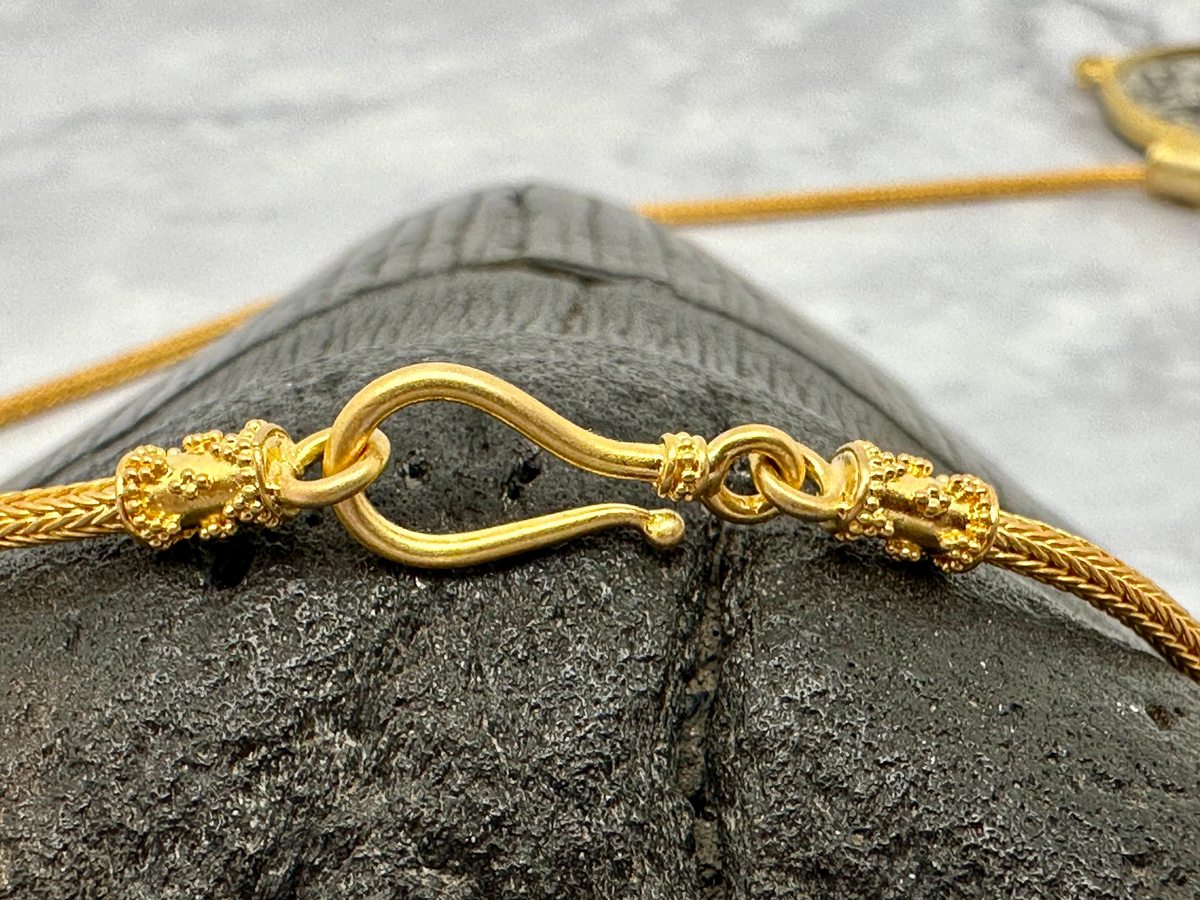 Women's or Men's Steven Battelle Handwoven 22K 22 Inch Gold Snake Chain For Sale